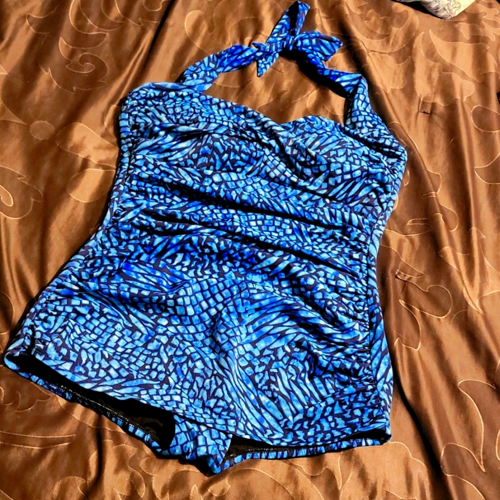 Sarong front halter swimsuit